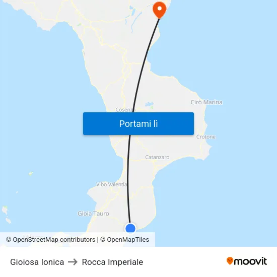 Gioiosa Ionica to Rocca Imperiale map