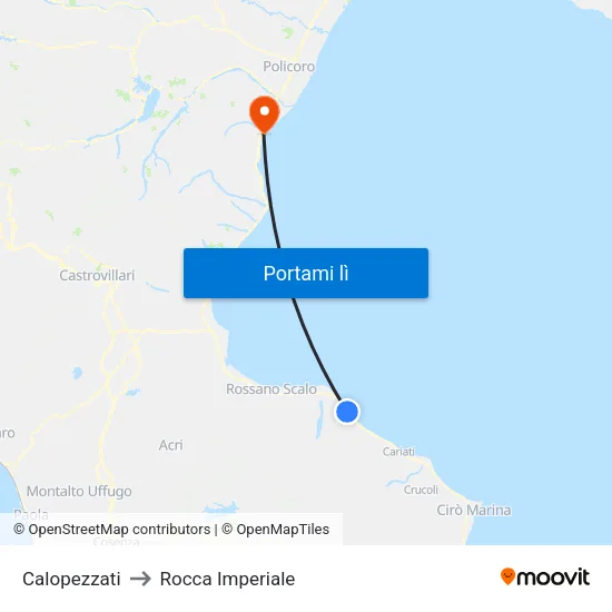 Calopezzati to Rocca Imperiale map