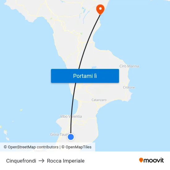 Cinquefrondi to Rocca Imperiale map