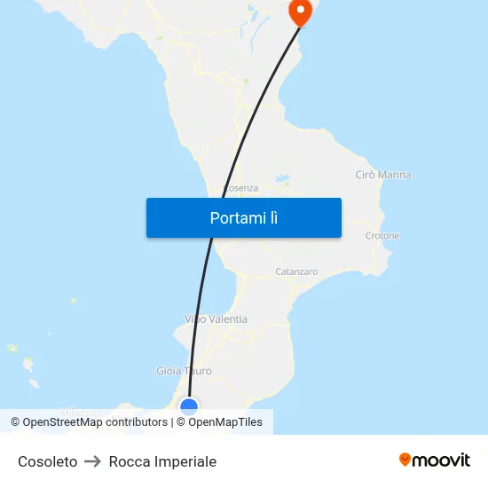 Cosoleto to Rocca Imperiale map