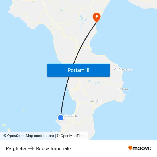 Parghelia to Rocca Imperiale map