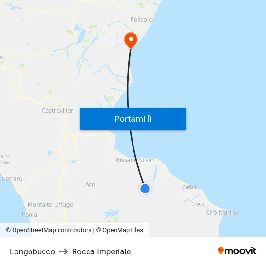 Longobucco to Rocca Imperiale map