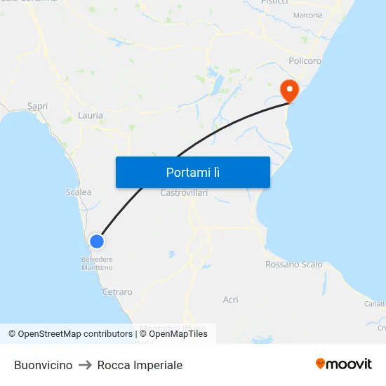 Buonvicino to Rocca Imperiale map