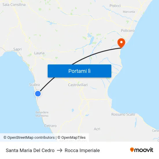 Santa Maria Del Cedro to Rocca Imperiale map