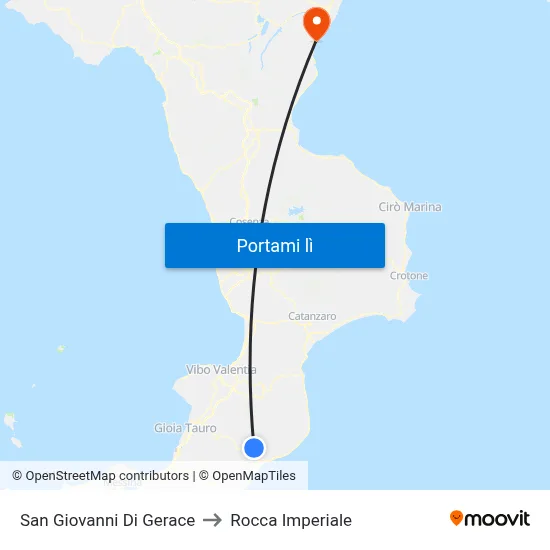 San Giovanni Di Gerace to Rocca Imperiale map