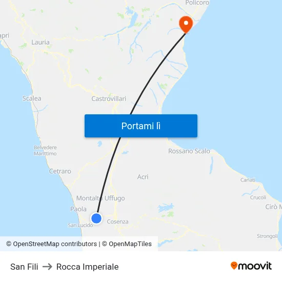 San Fili to Rocca Imperiale map