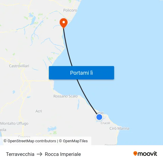 Terravecchia to Rocca Imperiale map