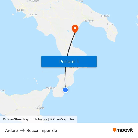 Ardore to Rocca Imperiale map