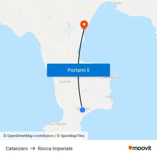 Catanzaro to Rocca Imperiale map