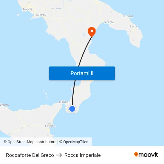 Roccaforte Del Greco to Rocca Imperiale map