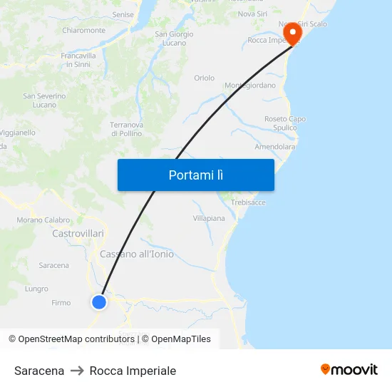 Saracena to Rocca Imperiale map