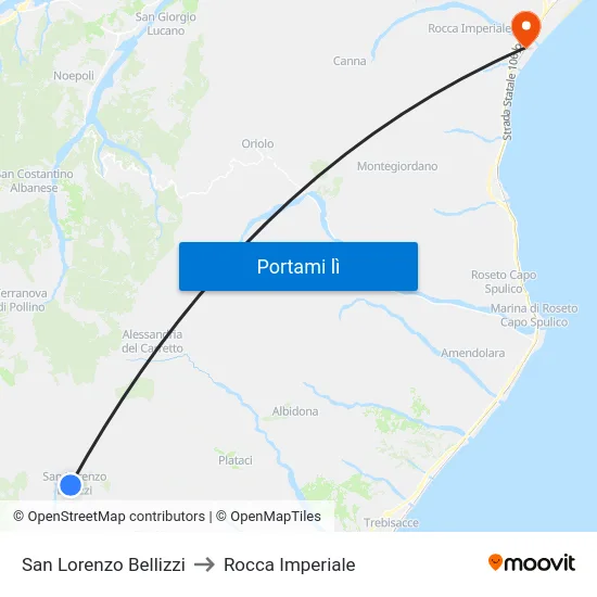 San Lorenzo Bellizzi to Rocca Imperiale map