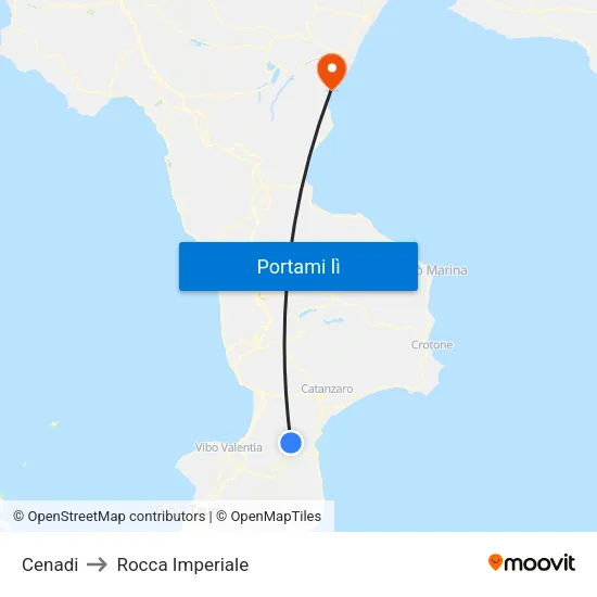 Cenadi to Rocca Imperiale map