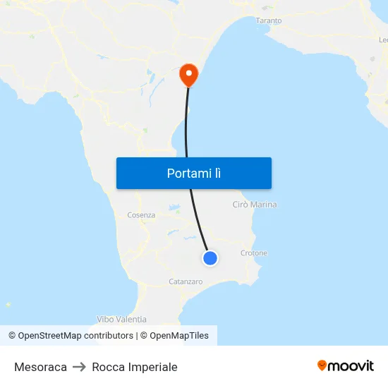 Mesoraca to Rocca Imperiale map