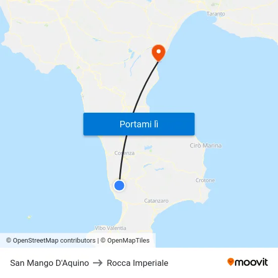 San Mango D'Aquino to Rocca Imperiale map