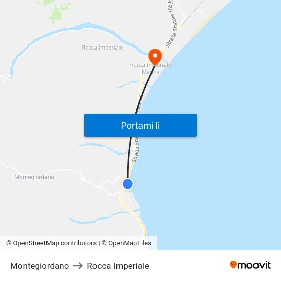 Montegiordano to Rocca Imperiale map