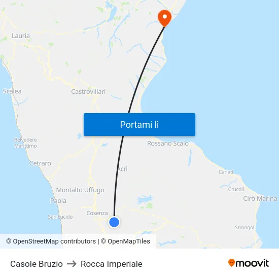 Casole Bruzio to Rocca Imperiale map