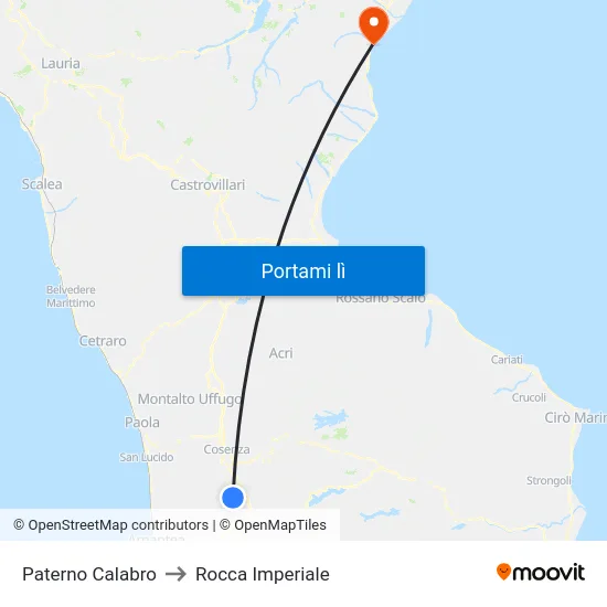 Paterno Calabro to Rocca Imperiale map