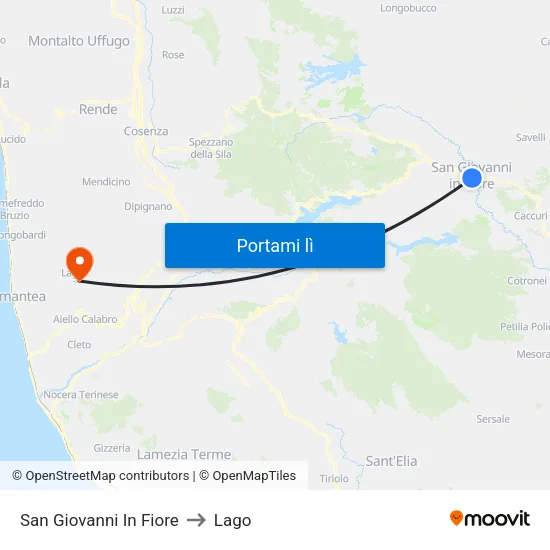San Giovanni In Fiore to Lago map