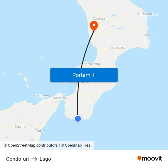 Condofuri to Lago map