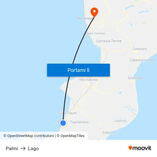 Palmi to Lago map