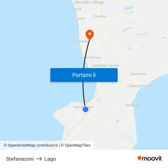 Stefanaconi to Lago map