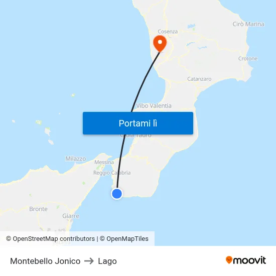 Montebello Jonico to Lago map