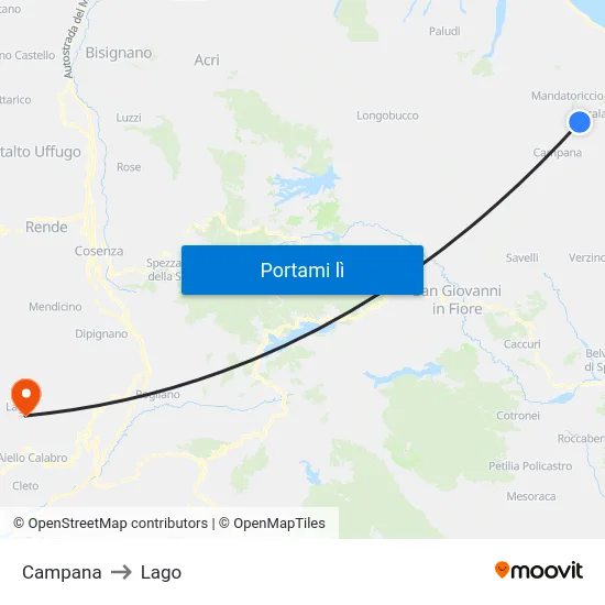 Campana to Lago map