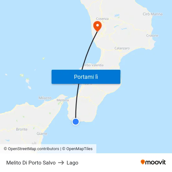 Melito Di Porto Salvo to Lago map