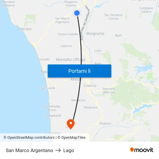 San Marco Argentano to Lago map