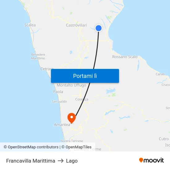 Francavilla Marittima to Lago map