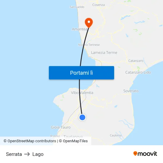 Serrata to Lago map