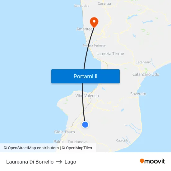 Laureana Di Borrello to Lago map