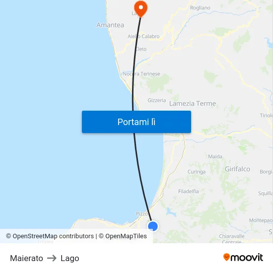 Maierato to Lago map