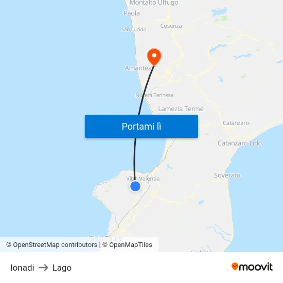 Ionadi to Lago map