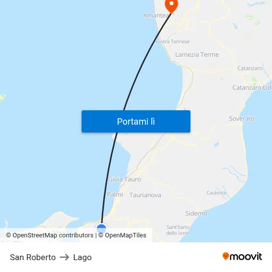 San Roberto to Lago map