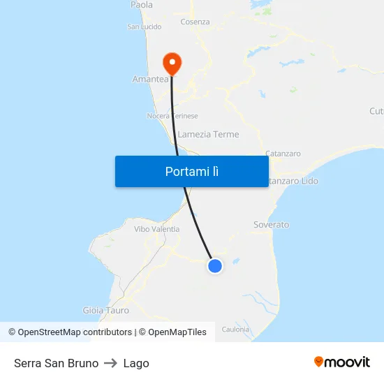 Serra San Bruno to Lago map