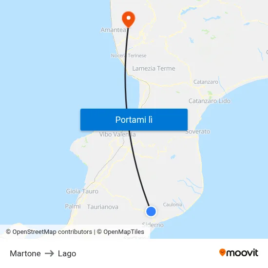 Martone to Lago map
