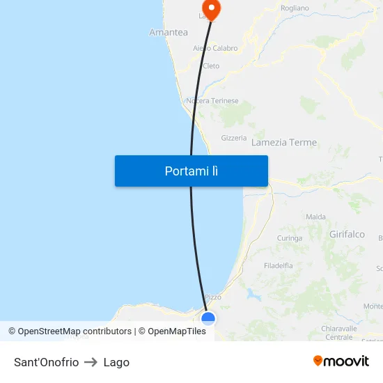 Sant'Onofrio to Lago map