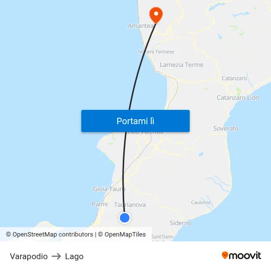 Varapodio to Lago map