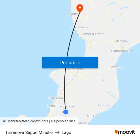 Terranova Sappo Minulio to Lago map