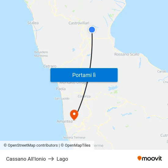 Cassano All'Ionio to Lago map