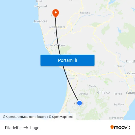 Filadelfia to Lago map