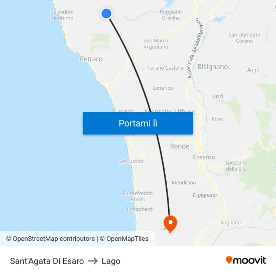 Sant'Agata Di Esaro to Lago map