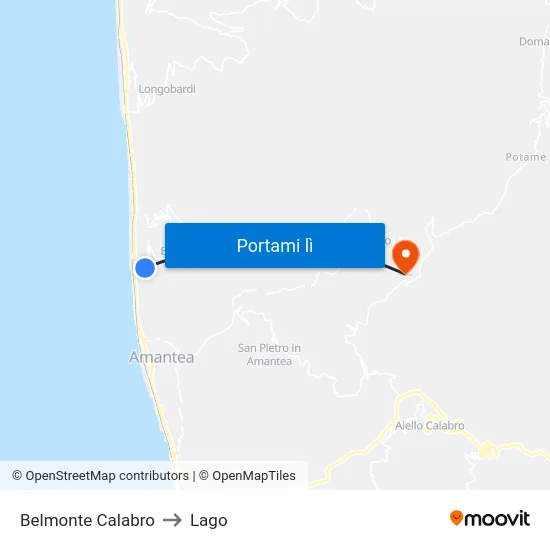 Belmonte Calabro to Lago map