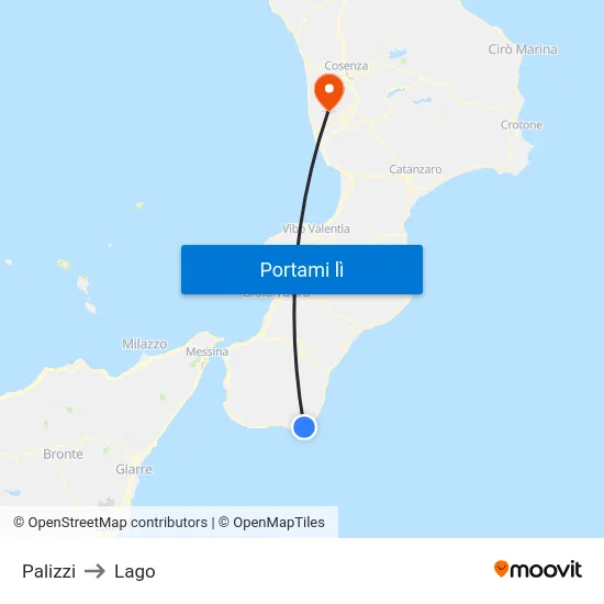 Palizzi to Lago map