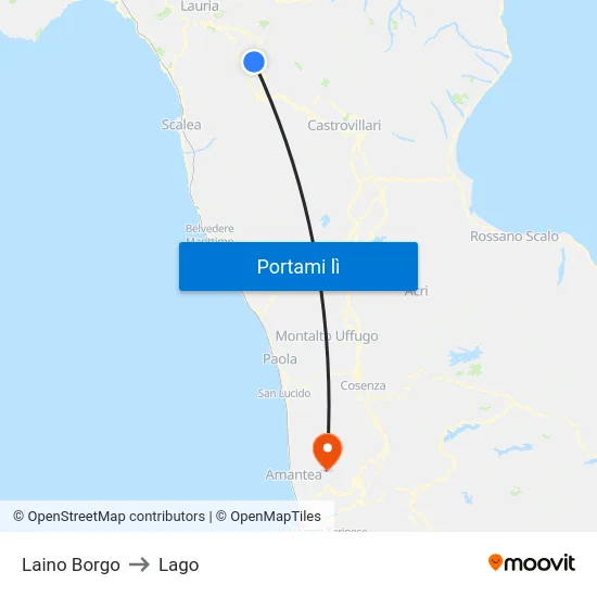 Laino Borgo to Lago map