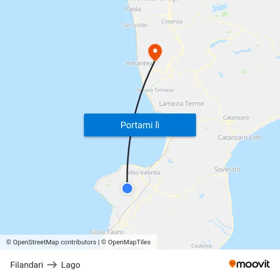 Filandari to Lago map