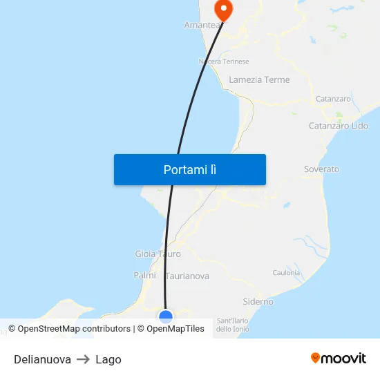 Delianuova to Lago map