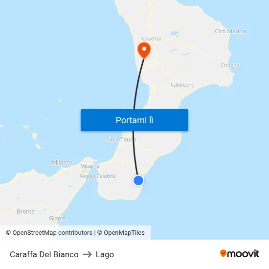 Caraffa Del Bianco to Lago map